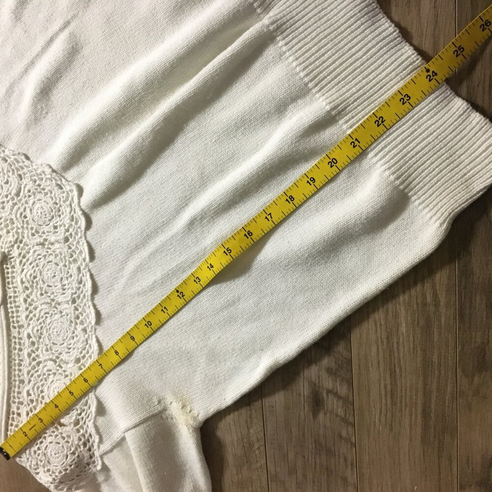 Vintage 90s Jessica 100% Cotton Mock Neck Lace Cottagecore Sweater Size 38 - Picture 13 of 13